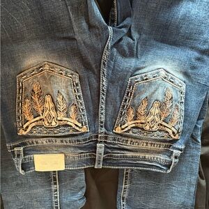 Miss Me Blue Jeans with Embroidered Pockets